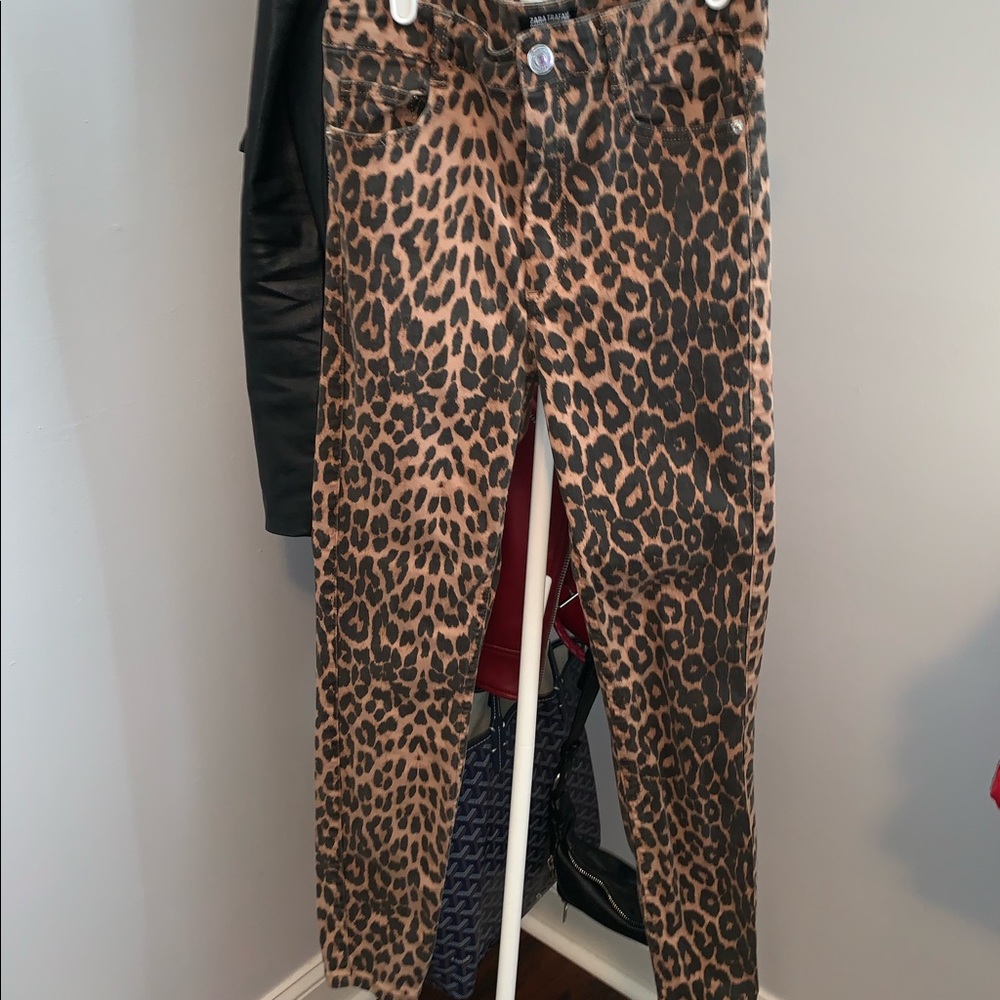 Zara Cheetah Denim Skinny Jeans